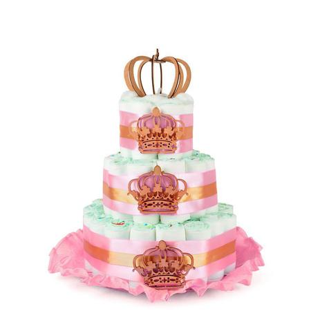 Enfeite Bolo De Fraldas Rosa Com Coroa Para Cha De Bebe Festabox Bolo De Fraldas Magazine Luiza