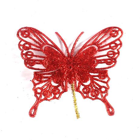 Menor preço em Enfeite Borboleta com Glitter Vermelho - 6 Unidades - Aluá festas