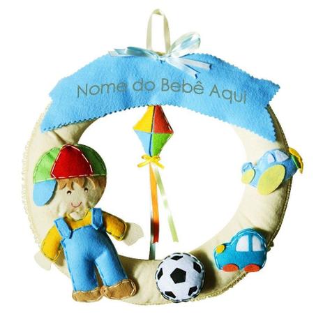 Enfeite de Porta Feltro Azul Menino Pipa Bola Avião Carro Personalizado com Nome - Mais que baby Menor preço em Enfeite de Porta Feltro Azul Menino Pipa Bola Avião Carro Personalizado com Nome - Mais que baby
