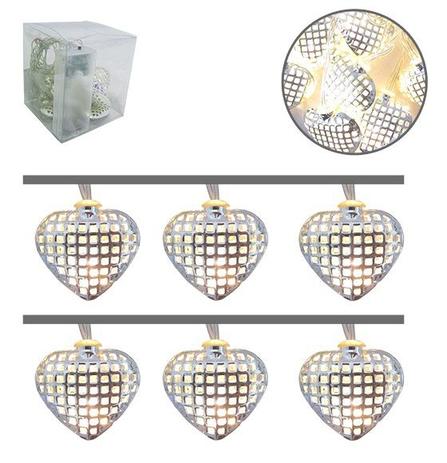 Enfeite luminoso cordão 1,65 mt com 10 corações de metal prata com led - Fwb Menor preço em Enfeite luminoso cordão 1,65 mt com 10 corações de metal prata com led - Fwb