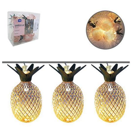 Enfeite luminoso cordão 2 mt com 10 abacaxi de metal rose com led - Fwb Menor preço em Enfeite luminoso cordão 2 mt com 10 abacaxi de metal rose com led - Fwb