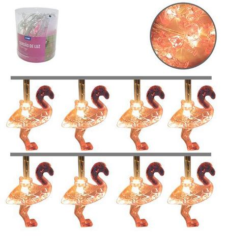 Enfeite luminoso cordão 2 mt com 10 flamingo rosa com led - Fwb Menor preço em Enfeite luminoso cordão 2 mt com 10 flamingo rosa com led - Fwb