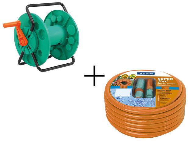 Enrolador de Mangueira Até 60m + Mangueira Para Jardim Super Flex 30m - Tramontina Menor preço em Enrolador de Mangueira Até 60m + Mangueira Para Jardim Super Flex 30m - Tramontina