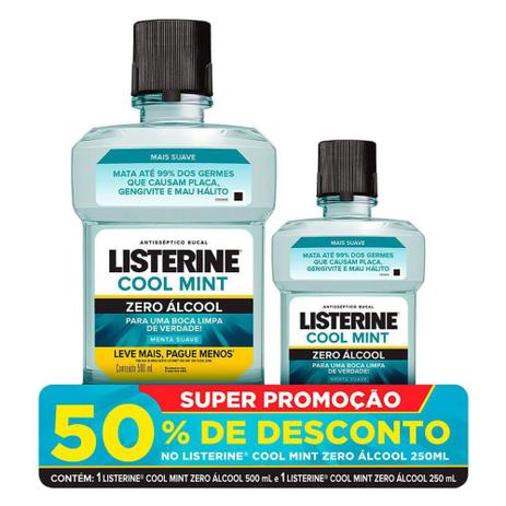 Enxaguante Bucal Listerine Cool Mint Hortelã 500ml + 50% de Desconto Listerine 250ml é boa?