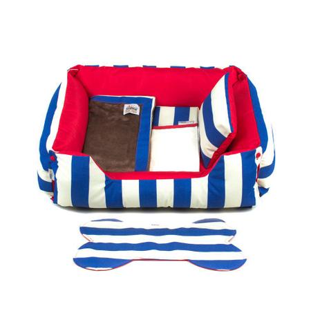 Enxoval Cama Pet Cachorro Gato Dupla Face Lola - EGG - Listras Azul - Senhor bicho é boa?