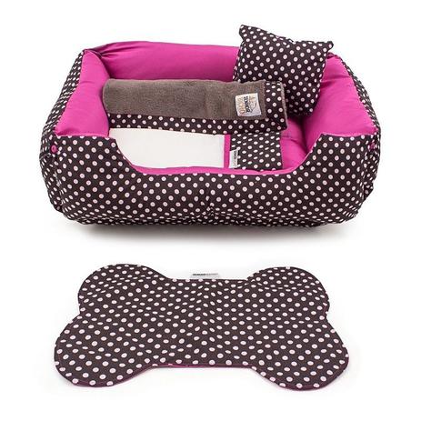 Enxoval Cama Pet Cachorro Gato Dupla Face Lola - EGG - Marrom Poá Pink - Senhor bicho Menor preço em Enxoval Cama Pet Cachorro Gato Dupla Face Lola - EGG - Marrom Poá Pink - Senhor bicho