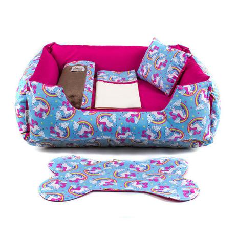 Enxoval Cama Pet Cachorro Gato Dupla Face Lola - EGG - Unicórnio Azul Pink - Senhor bicho é boa?