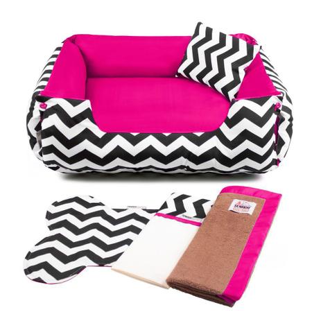 Enxoval Cama Pet Cachorro Gato Dupla Face Lola - G - Chevron Pink - Senhor bicho é boa?