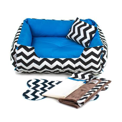 Enxoval Cama Pet Cachorro Gato Dupla Face Lola - GG - Chevron Azul - Senhor bicho Menor preço em Enxoval Cama Pet Cachorro Gato Dupla Face Lola - GG - Chevron Azul - Senhor bicho