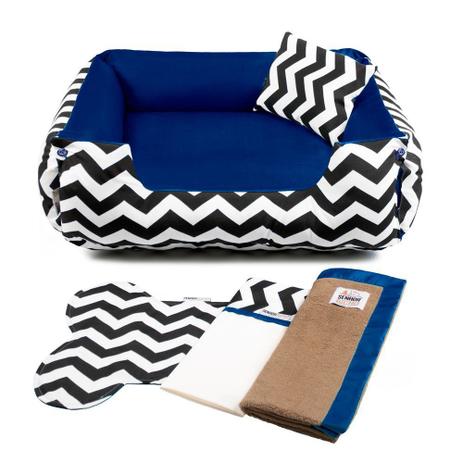 Enxoval Cama Pet Cachorro Gato Dupla Face Lola - GG - Chevron Navy - Senhor bicho Menor preço em Enxoval Cama Pet Cachorro Gato Dupla Face Lola - GG - Chevron Navy - Senhor bicho