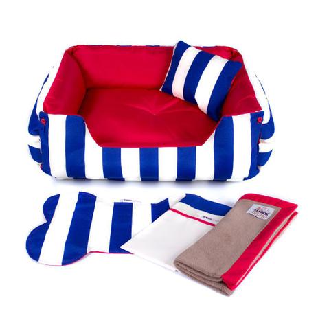 Enxoval Cama Pet Cachorro Gato Dupla Face Lola - GG - Listras Azul - Senhor bicho Menor preço em Enxoval Cama Pet Cachorro Gato Dupla Face Lola - GG - Listras Azul - Senhor bicho