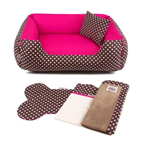 Enxoval Cama Pet Cachorro Gato Dupla Face Lola - GG - Marrom Poá Pink - Senhor Bicho Menor preço em Enxoval Cama Pet Cachorro Gato Dupla Face Lola - GG - Marrom Poá Pink - Senhor Bicho