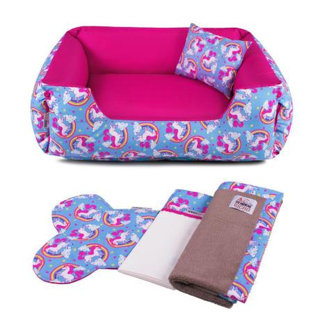 Enxoval Cama Pet Cachorro Gato Dupla Face Lola - GG - Unicórnio Azul Pink - Senhor bicho é boa?