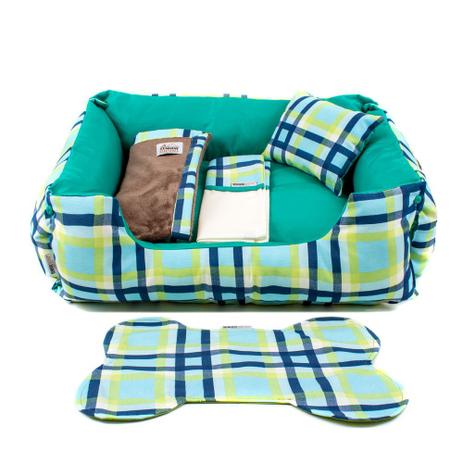 Enxoval Cama Pet Cachorro Gato Dupla Face Lola - GG - Xadrez Verde - Senhor bicho é boa?