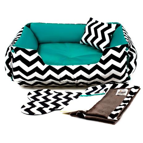 Enxoval Cama Pet Cachorro Gato Dupla Face Lola - M - Chevron Verde - Senhor bicho Menor preço em Enxoval Cama Pet Cachorro Gato Dupla Face Lola - M - Chevron Verde - Senhor bicho