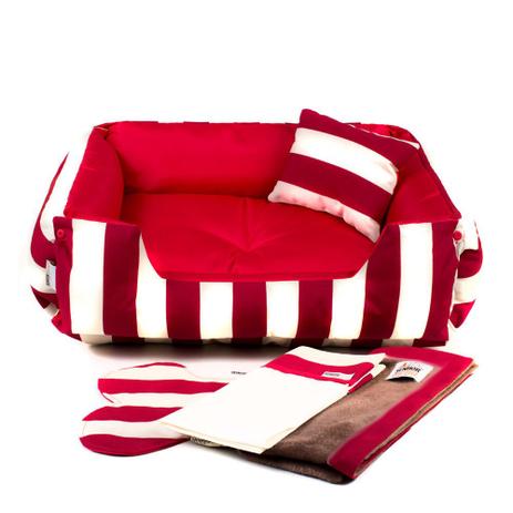 Enxoval Cama Pet Cachorro Gato Dupla Face Lola - P - Listras Vermelho - Senhor bicho é boa?