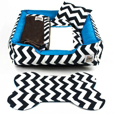 Enxoval Cama Pet Cachorro Gato Pandora C/ Zíper - G - Chevron Azul - Senhor bicho Menor preço em Enxoval Cama Pet Cachorro Gato Pandora C/ Zíper - G - Chevron Azul - Senhor bicho