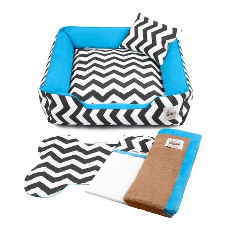 Enxoval Cama Pet Cachorro Gato Pandora C/ Zíper - GG - Chevron Azul - Senhor Bicho Menor preço em Enxoval Cama Pet Cachorro Gato Pandora C/ Zíper - GG - Chevron Azul - Senhor Bicho