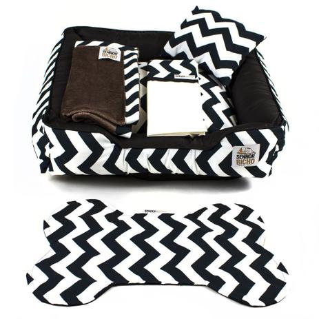 Enxoval Cama Pet Cachorro Gato Pandora C/ Zíper - M - Chevron Preto - Senhor bicho é boa?