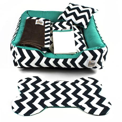 Enxoval Cama Pet Cachorro Gato Pandora C/ Zíper - M - Chevron Verde - Senhor bicho Menor preço em Enxoval Cama Pet Cachorro Gato Pandora C/ Zíper - M - Chevron Verde - Senhor bicho