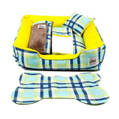 Enxoval Cama Pet Cachorro Gato Pandora C/ Zíper - M - Xadrez Amarelo - Senhor bicho é boa?