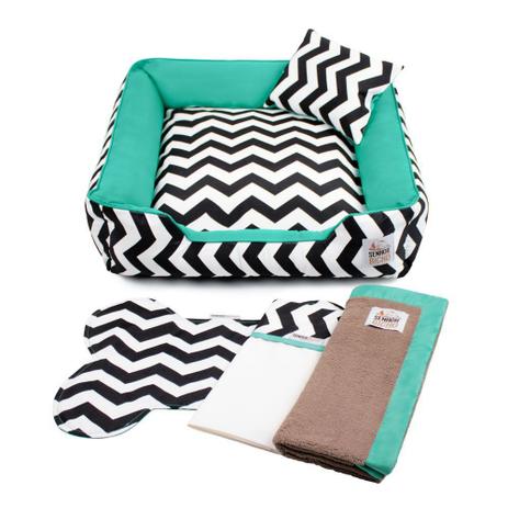 Enxoval Cama Pet Cachorro Gato Pandora C/ Zíper - P - Chevron Verde - Senhor bicho Menor preço em Enxoval Cama Pet Cachorro Gato Pandora C/ Zíper - P - Chevron Verde - Senhor bicho