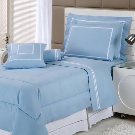 Enxoval Cama Solteiro 200 Fios 7 Peças Azul My Prince Plumasul Menor preço em Enxoval Cama Solteiro 200 Fios 7 Peças Azul My Prince Plumasul