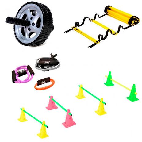 Escada Agilidade 4 M e Roda Abdominal + 3 Extensores + 8 Cones e 4 Barras Liveup Menor preço em Escada Agilidade 4 M e Roda Abdominal + 3 Extensores + 8 Cones e 4 Barras Liveup