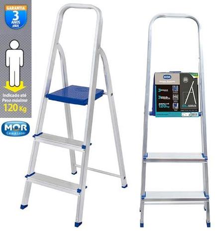 Escada Alumínio 3 Degraus Até 120 Kg Dobrável - Mor é ruim? Escada Alumínio 3 Degraus Até 120 Kg Dobrável - Mor é boa?