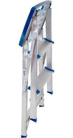 Escada Banqueta Alumínio Dobravel 3 Degraus Mor Azul E Cinza Menor preço em Escada Banqueta Alumínio Dobravel 3 Degraus Mor Azul E Cinza