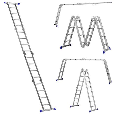 Escada Dobravel Multifuncional Aluminio 4x4 16 Degraus com 8 Posicoes Mor Menor preço em Escada Dobravel Multifuncional Aluminio 4x4 16 Degraus com 8 Posicoes Mor