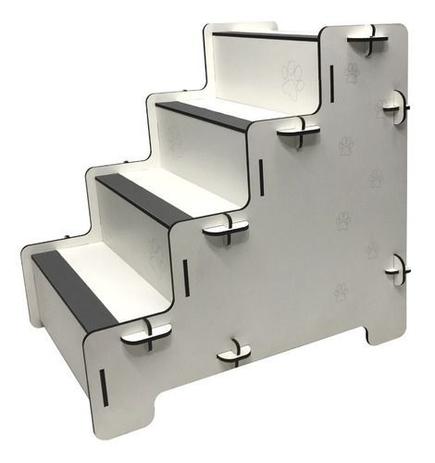 Menor preço em Escada para Cães e Gatos MDF Branco 4 Degraus Antiderrapante - Ideal Laser