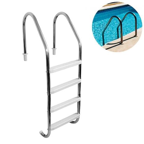Escada para Piscina 4 Degraus Inox 1 1/2 Netuno Menor preço em Escada para Piscina 4 Degraus Inox 1 1/2 Netuno