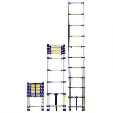 Escada Telescópica em Alumínio 10 Degraus 3,12m Suporta até 150kg - Mor Menor preço em Escada Telescópica em Alumínio 10 Degraus 3,12m Suporta até 150kg - Mor