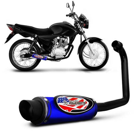 Escapamento Moto Esportivo CG Fan 125 2004 a 2008 Shutt Powerbomb Com Protetor Azul e Preto Menor preço em Escapamento Moto Esportivo CG Fan 125 2004 a 2008 Shutt Powerbomb Com Protetor Azul e Preto