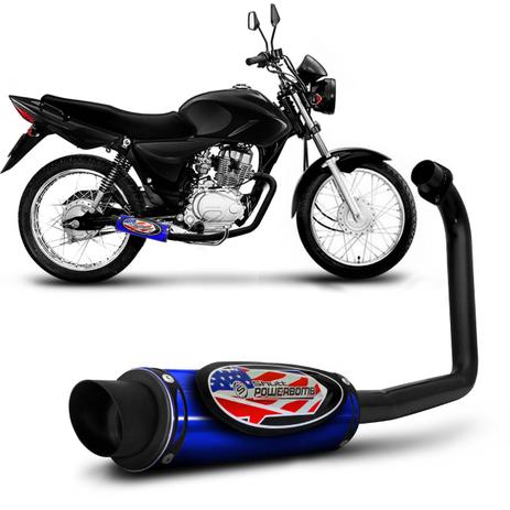 Escapamento Moto Esportivo CG Fan 150 2009 a 2012 Shutt Powerbomb Com Protetor de Perna Azul e Preto Menor preço em Escapamento Moto Esportivo CG Fan 150 2009 a 2012 Shutt Powerbomb Com Protetor de Perna Azul e Preto