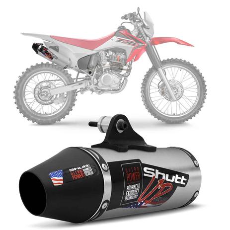 Escapamento Moto Esportivo Honda CRF 230 2008 a 2018 Shutt Powergun Aço Inox Ponta Prata Escovado Menor preço em Escapamento Moto Esportivo Honda CRF 230 2008 a 2018 Shutt Powergun Aço Inox Ponta Prata Escovado