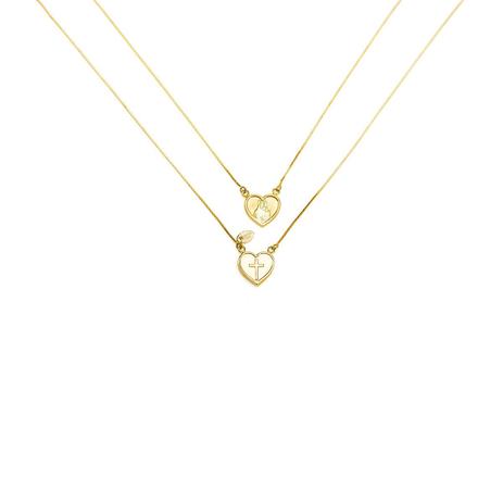 Escapulário de Ouro 18k Dois Corações com Cruz ga03542 - Joiasgold Menor preço em Escapulário de Ouro 18k Dois Corações com Cruz ga03542 - Joiasgold