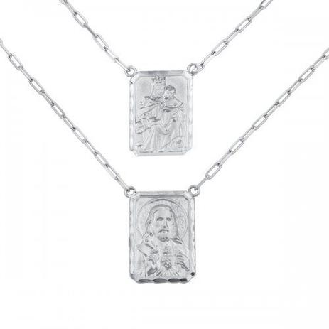 Escapulário de Ouro Branco 18k N. Sra. do Carmo Sagrado Coração ga0260 - Joiasgold Menor preço em Escapulário de Ouro Branco 18k N. Sra. do Carmo Sagrado Coração ga0260 - Joiasgold