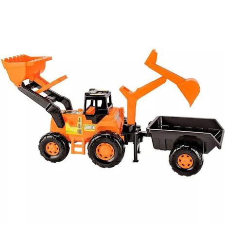 Escavadeira Trator Truck Super Infantil Escavador Retroescavadeira Móvel com 3 Posições Laranja - Magic toys Menor preço em Escavadeira Trator Truck Super Infantil Escavador Retroescavadeira Móvel com 3 Posições Laranja - Magic toys