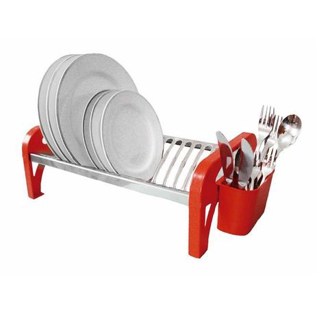 Escorredor 16 Pratos Aço Inoxidável Baixo E Lateral Plástico Vermelho. - Soltecn é ruim? Escorredor 16 Pratos Aço Inoxidável Baixo E Lateral Plástico Vermelho. - Soltecn é boa?