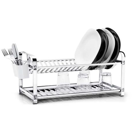 Escorredor 20 Pratos Em Aço Inox Com Porta Talheres PP Mak Inox. - Mak-inox Menor preço em Escorredor 20 Pratos Em Aço Inox Com Porta Talheres PP Mak Inox. - Mak-inox