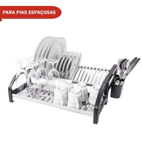 Escorredor 20 pratos Inox Cama Preto - Soltecn Menor preço em Escorredor 20 pratos Inox Cama Preto - Soltecn