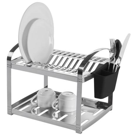 Escorredor Aço Inox 12 Pratos Com Porta Talheres Plástico Suprema 2099/112 Brinox Menor preço em Escorredor Aço Inox 12 Pratos Com Porta Talheres Plástico Suprema 2099/112 Brinox