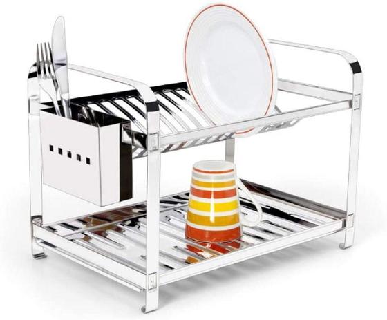 Escorredor De Aço Inox 16 Pratos Porta Talheres De Aço Inox - MAK INOX Menor preço em Escorredor De Aço Inox 16 Pratos Porta Talheres De Aço Inox - MAK INOX