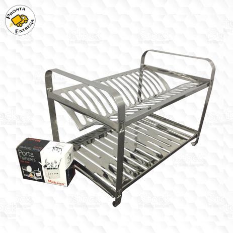 Escorredor de Louça 16 Pratos Inox com Porta Talher Inox - Makinox Menor preço em Escorredor de Louça 16 Pratos Inox com Porta Talher Inox - Makinox