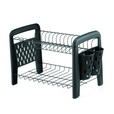 Escorredor De Louca P/ 16 Pratos Duplo Preto Porta Talheres - ANTAU Menor preço em Escorredor De Louca P/ 16 Pratos Duplo Preto Porta Talheres - ANTAU