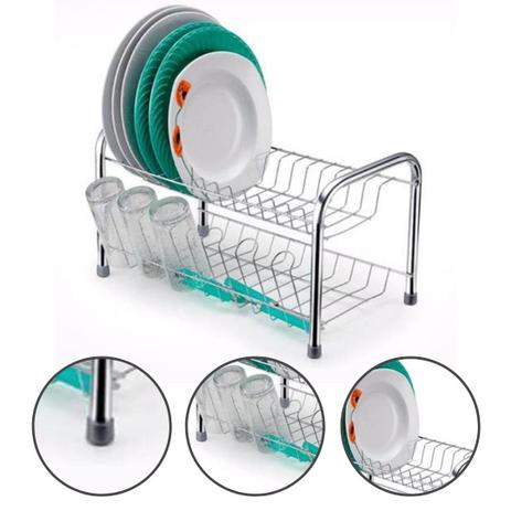 Escorredor de Louça Pia Duplo Prato Talher Porta Copo Inox - AGUIA Menor preço em Escorredor de Louça Pia Duplo Prato Talher Porta Copo Inox - AGUIA