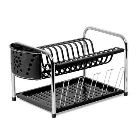 Escorredor de louças com porta copo e talher Niquelart Master preto N3917 Menor preço em Escorredor de louças com porta copo e talher Niquelart Master preto N3917