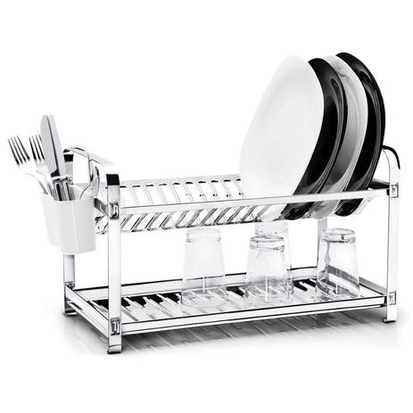 Escorredor Inox 20 Pratos Com Porta Talheres Preto Mak Inox Menor preço em Escorredor Inox 20 Pratos Com Porta Talheres Preto Mak Inox